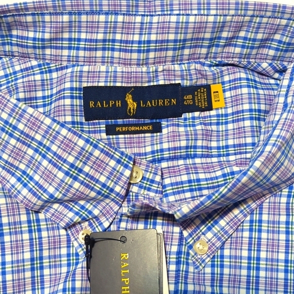 Ralph Lauren Plaid Performance Twill Men's 4XB shirt. - Picture 3 of 9